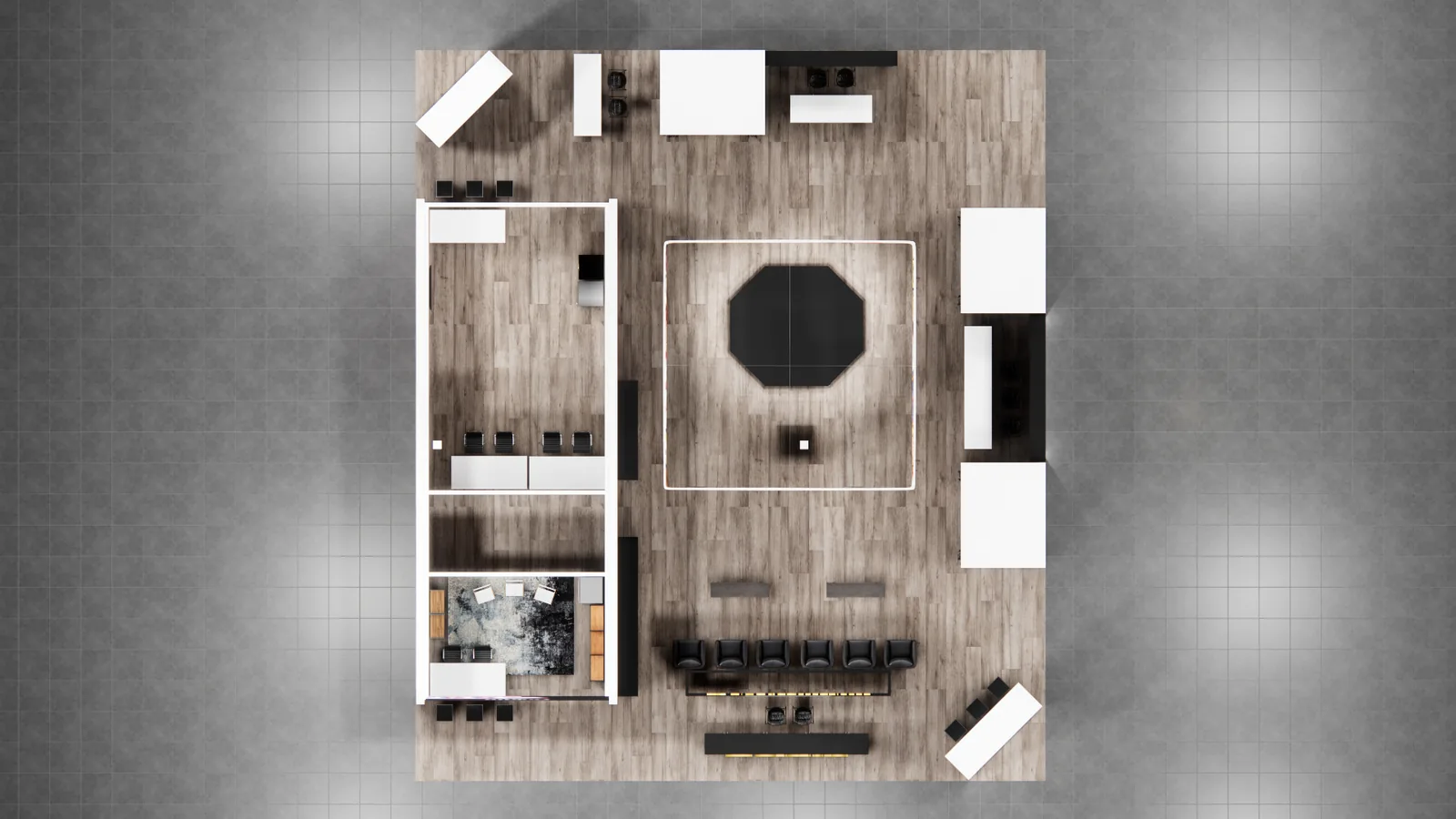 40x40 consumer products island trade show exhibit rental in New Orleans — Primary view at the New Orleans convention district